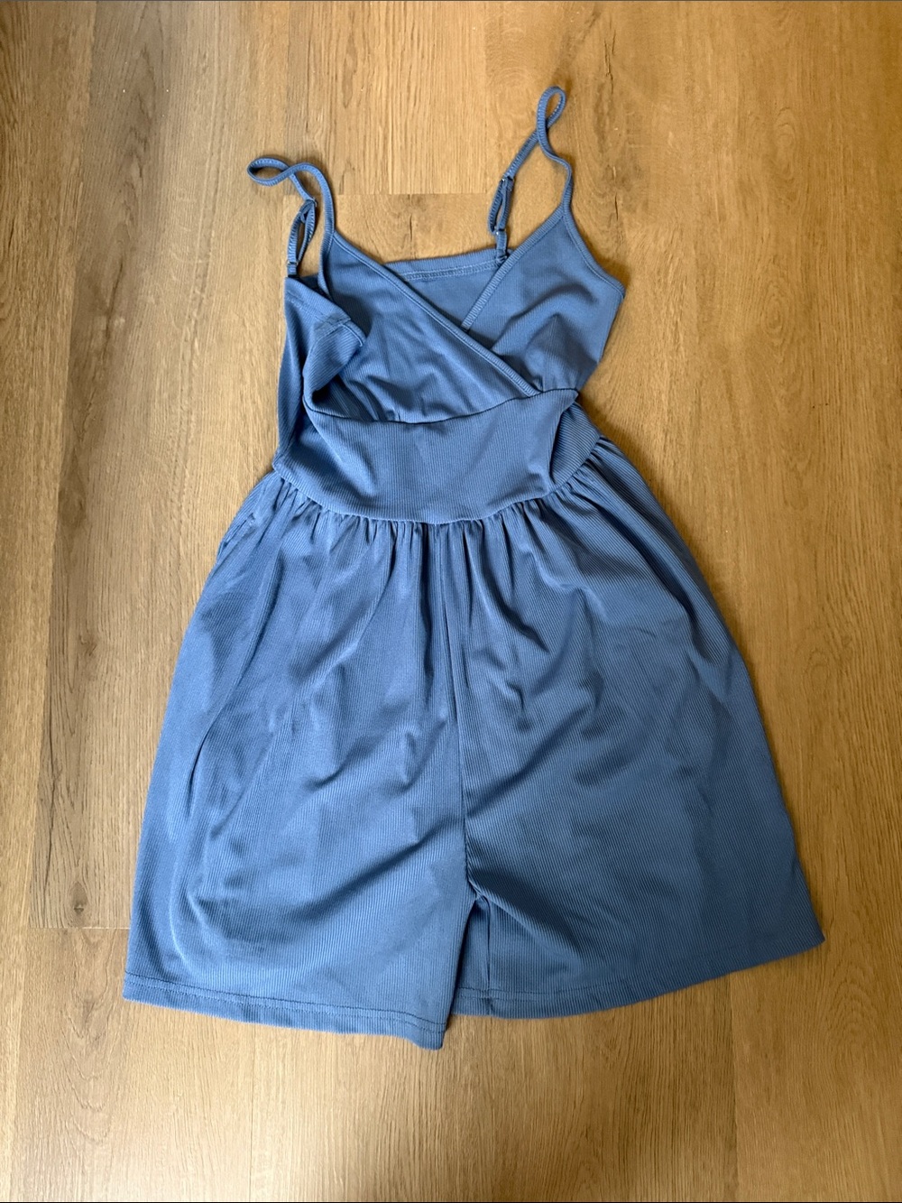 Blue Sleeveless V-Neck Romper